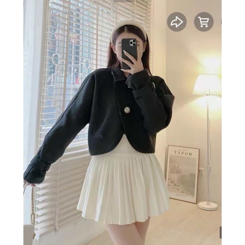 Áo dạ ép croptop đan chéo tiểu thư sang chảnh Maia Aodacrt152 P0K16