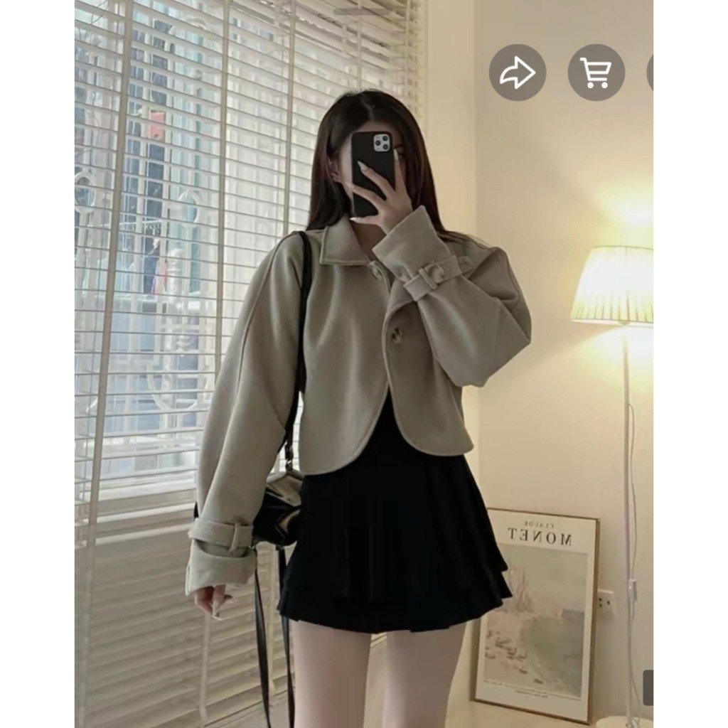 Áo dạ ép croptop đan chéo tiểu thư sang chảnh Maia Aodacrt152 P0K16