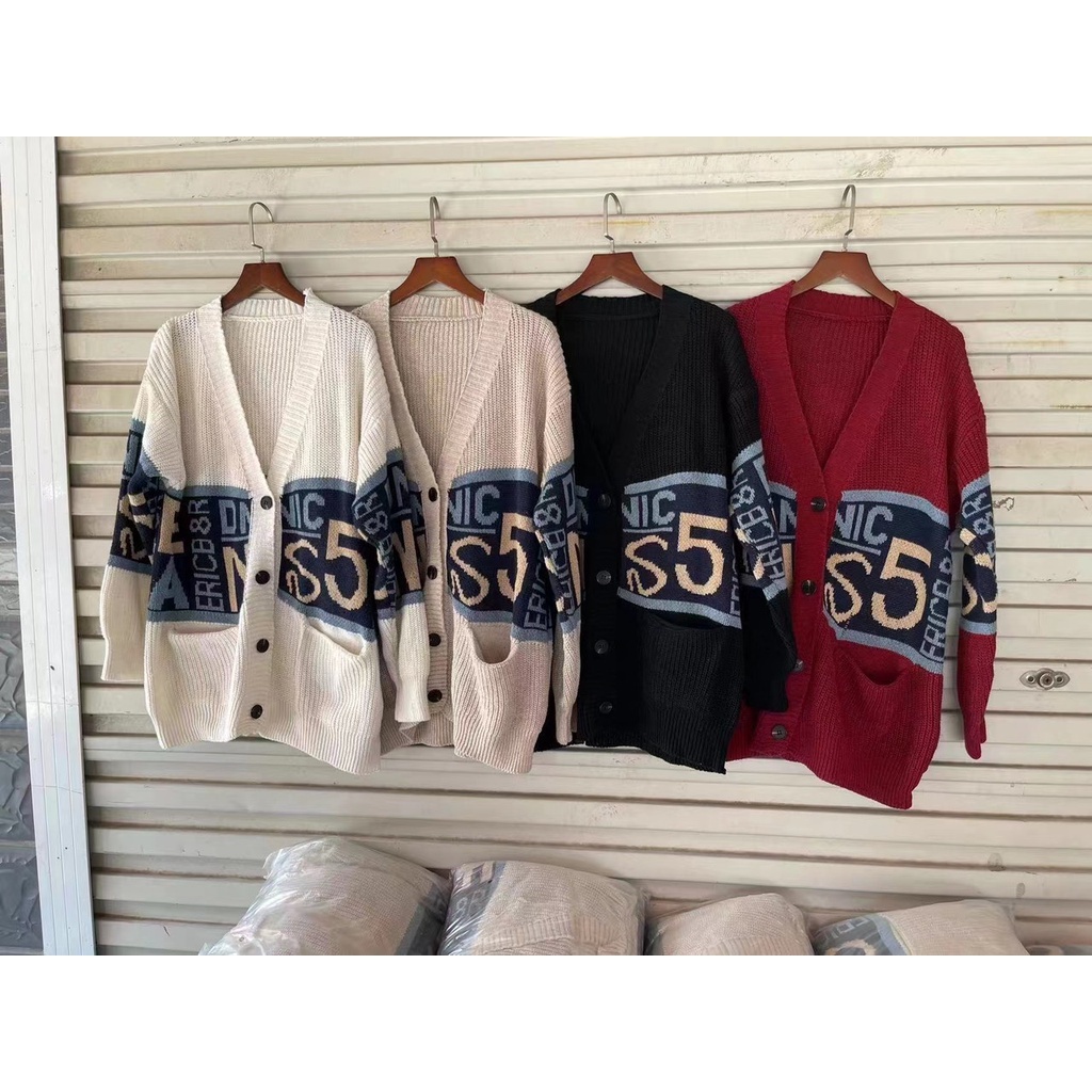 Áo Khoác Len, Áo Cadigan Dáng Dài Bigsz Họa Tiết Phăng Chữ Màu Phù Hợp Đi Chơi Ak2111 1999shop