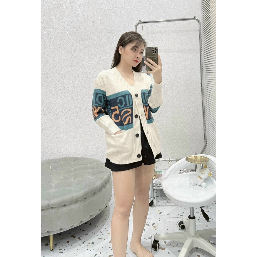 Áo Khoác Len, Áo Cadigan Dáng Dài Bigsz Họa Tiết Phăng Chữ Màu Phù Hợp Đi Chơi Ak2111 1999shop