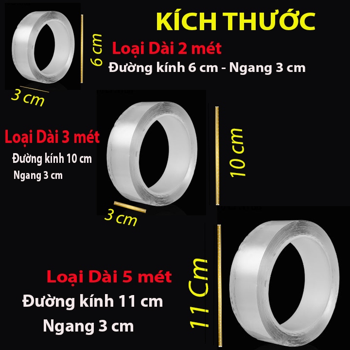 Băng dính 2 mặt trong suốt - 1-3-5-10 mét