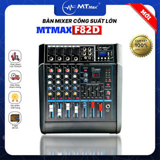 Bàn mixer mini liền công suất lớn mtmax f82d - bàn trộn chính hãng 2 kênh 600w, 16 hiệu ứng vang