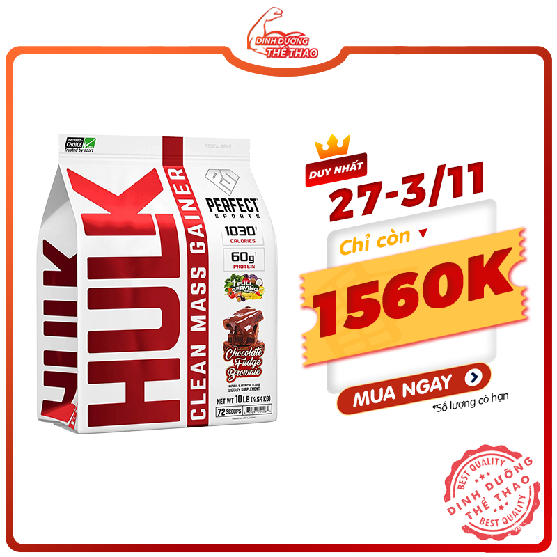 Sữa Dinh Dưỡng Dạng Bột Tăng Cân Nhanh Cho Người Gầy HULK CLEAN MASS GAINER 10LBS 4.54KG