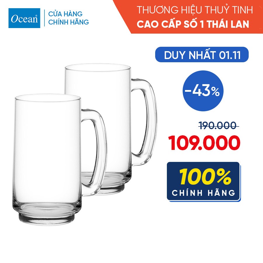 Bộ 2 ly thủy tinh beer Ocean Playboy 357ml