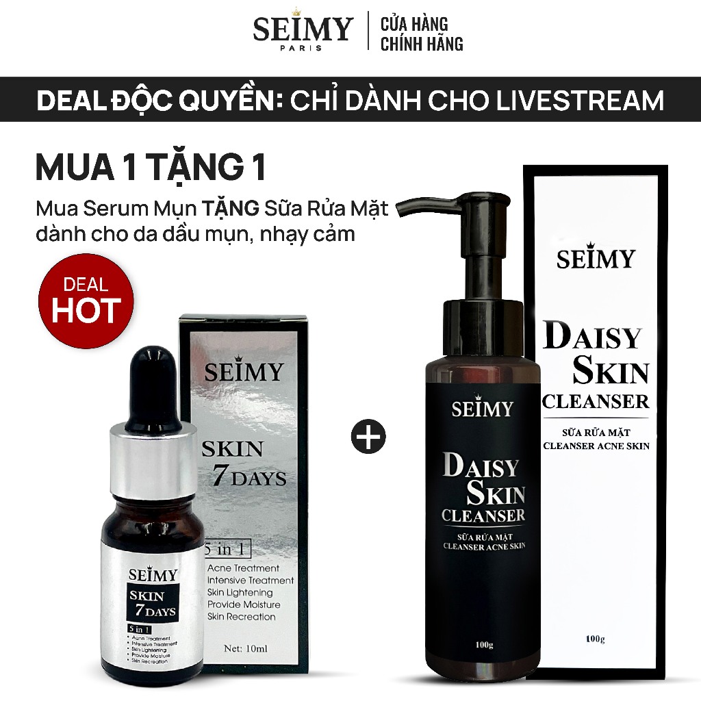 Combo Serum Giảm Mụn và Sữa rửa mặt Seimy