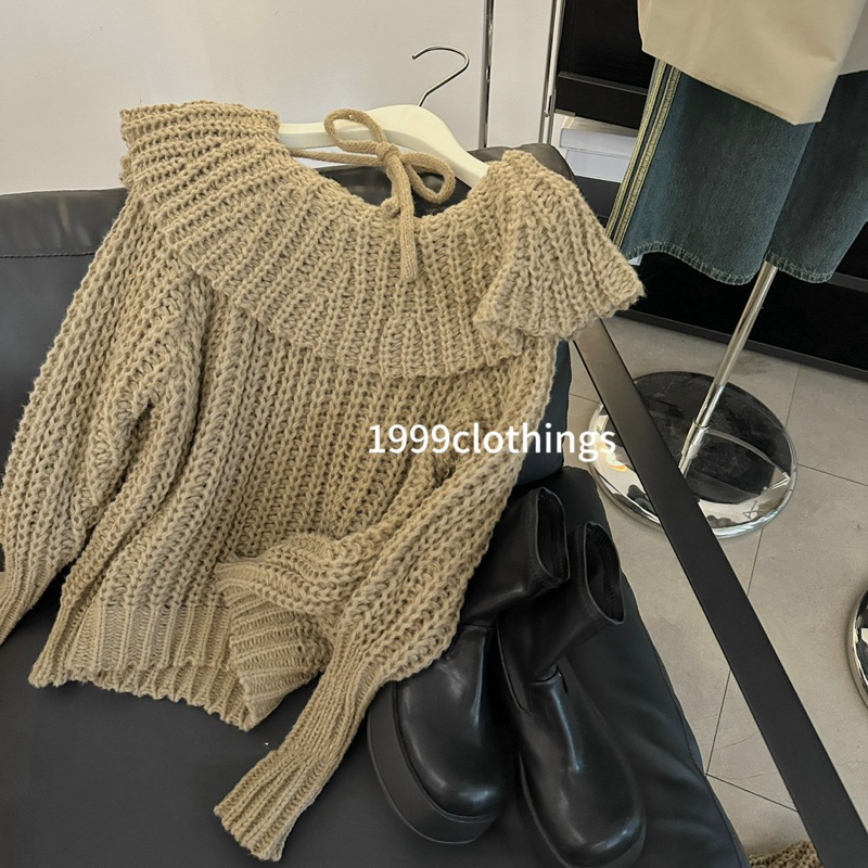 Áo len nâu cổ bèo Emly QC