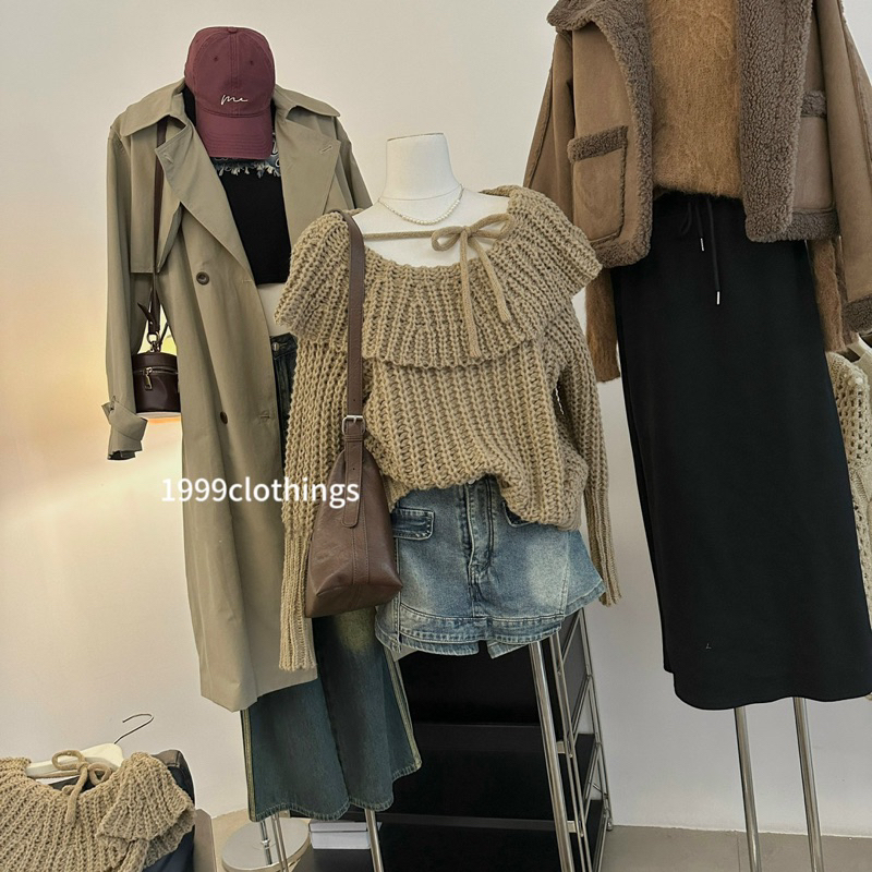 Áo len nâu cổ bèo Emly QC