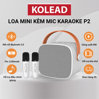 Bộ Loa bluetooth mini karaoke chống rè kèm mic KOLEAD P2 6W Không dây Bass cực mạnh, hỗ trợ kết nối thẻ nhớ jack 3.5mm