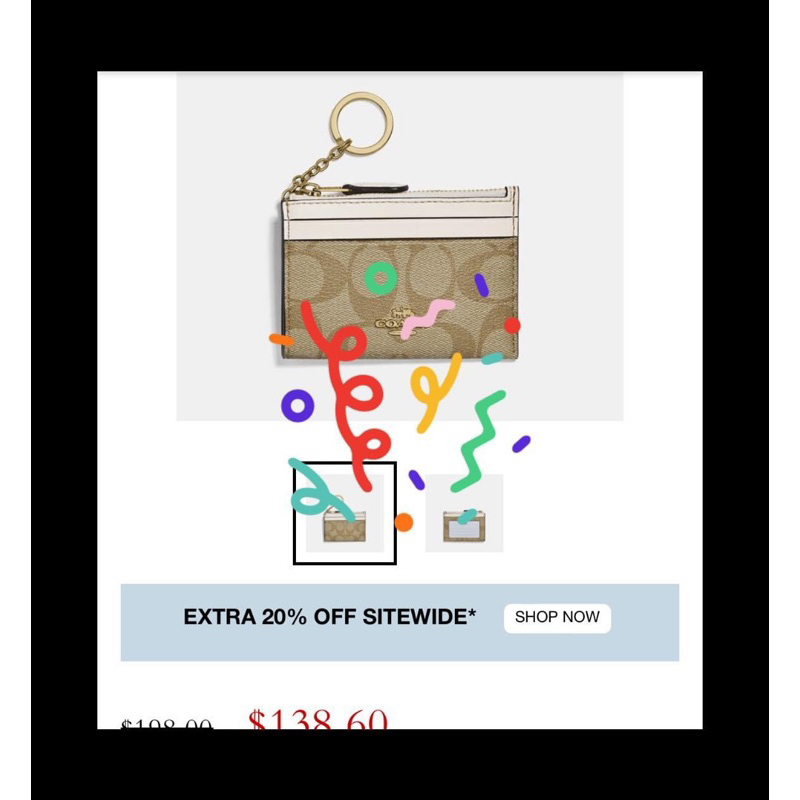 Sẵn Ví đựng thẻ kèm móc khoá Mini Skinny Id Case In Signature Canvas