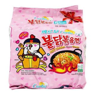Mì Khô Gà Cay Carbonara SamYang Hàn Quốc Hot Chicken Ramen Carbonara Flavor (Túi 5 gói- Hồng)