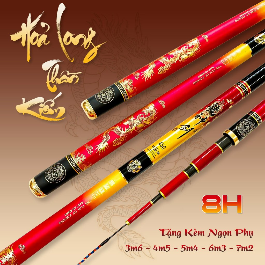CẦN CÂU TAY HOẢ LONG THẦN KIẾM 8H - 19i ( phiên bản mới nhất 2023 )