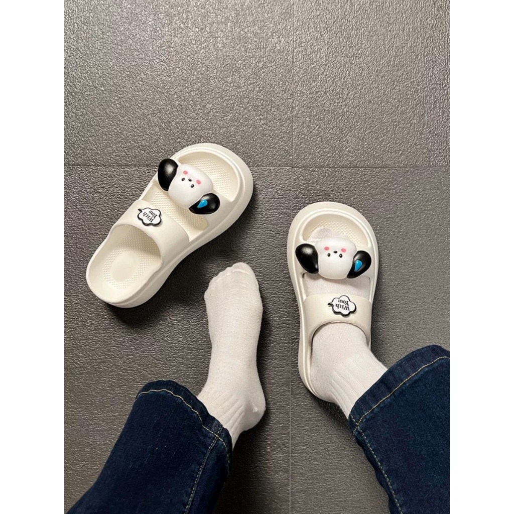 Dép quai ngang độn đế 6cm, dép bánh mì kèm sticker cún con dễ thương - TinTinStore