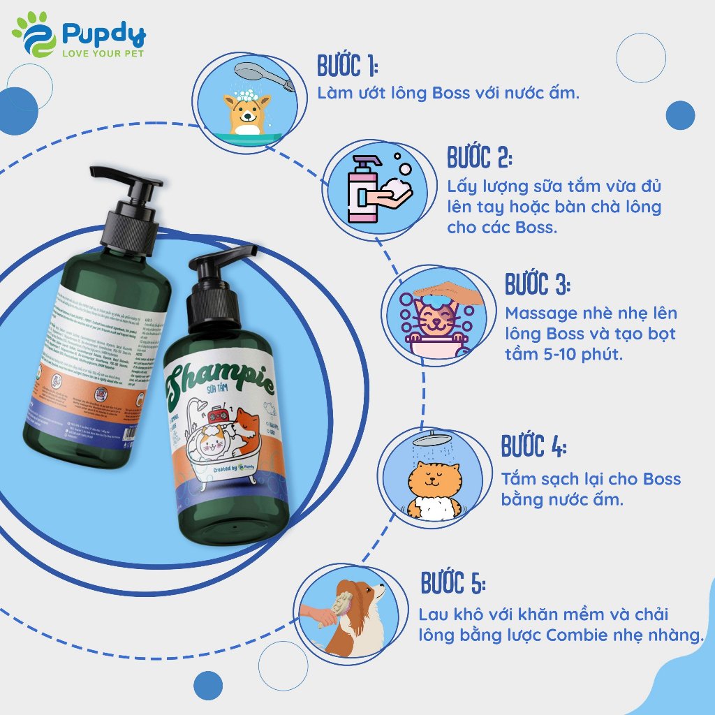 Sữa Tắm Thú Cưng Cao Cấp Shampie - Pupdy chính hãng