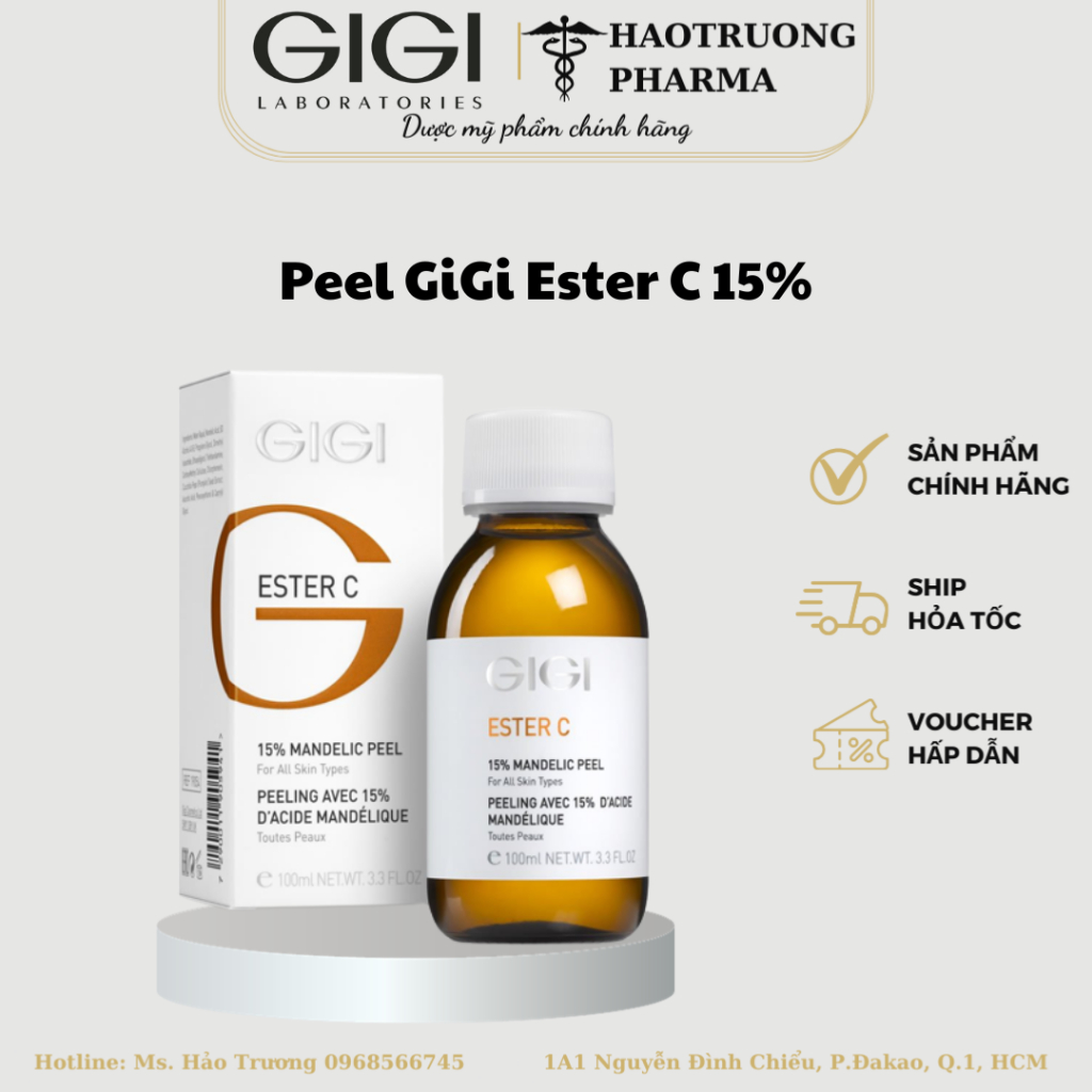 Peel làm căng bóng và sáng da ngay lập tức Gigi Ester C Mandelic peel 15% Professional