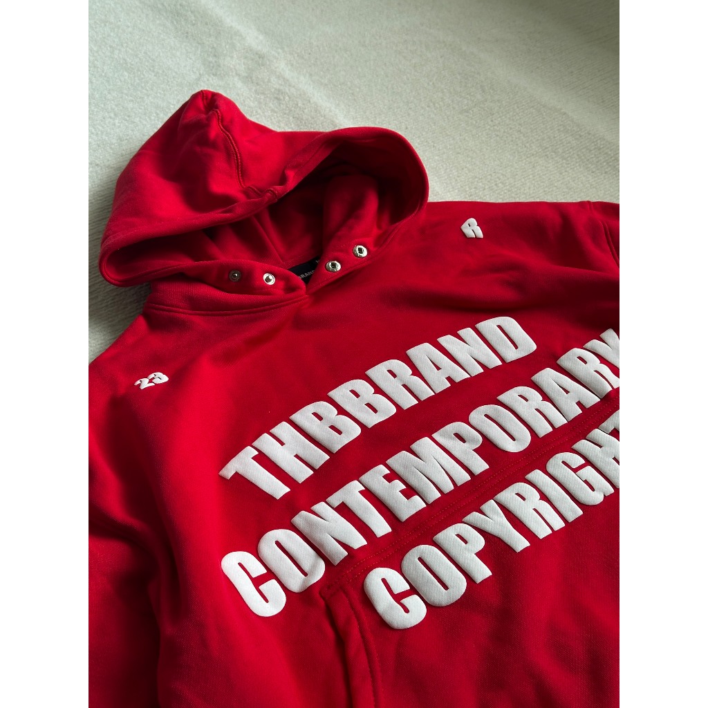 Áo khoác nỉ HOODIE RED BOXY - in nổi 3D  - chính hãng THBBRAND