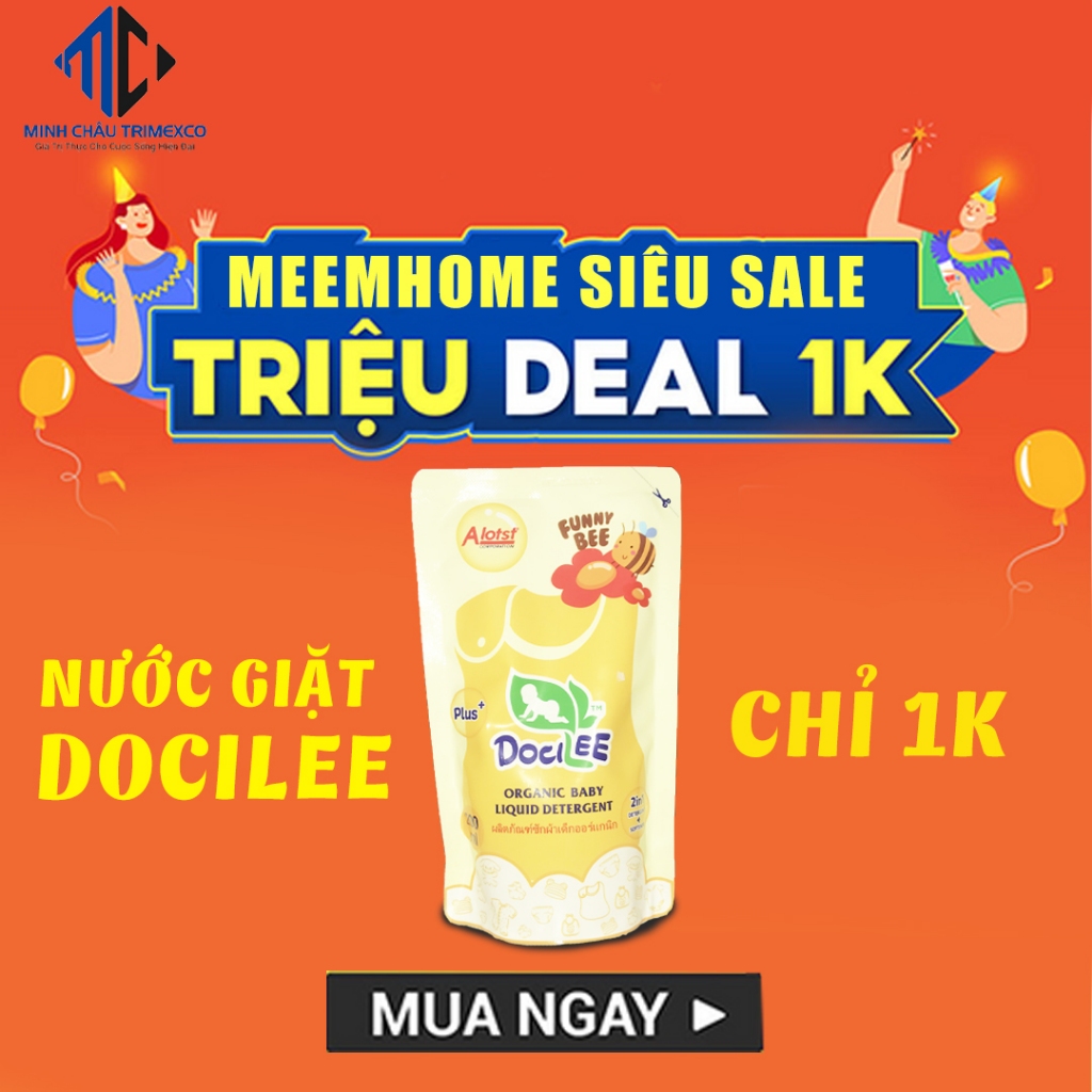 (Dung tích 200ml) Nước Giặt + Xả Quần Áo 2 in 1 Organic Docilee Thái Lan An Toàn Tiện Lợi Cho Bé