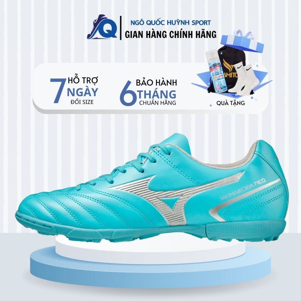 Giày Đá Bóng Mizuno MONARCIDA NEO II SELECT AS 2023 Xanh Ngọc, sân cỏ nhân tạo chính hãng, Ngô Quốc Huỳnh Sport