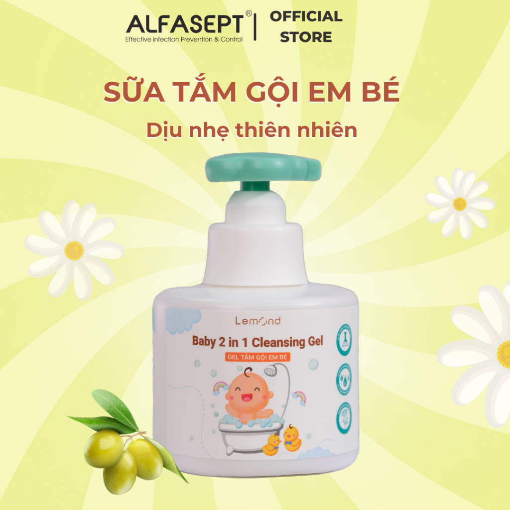 Sữa Tắm Gội Cho Bé Dạng Gel Alfasept Lemond Baby 2in1 Cleansing Gel 300ml Giúp Làm Sạch Dịu Nhẹ Và Dưỡng Ẩm Vượt Trội