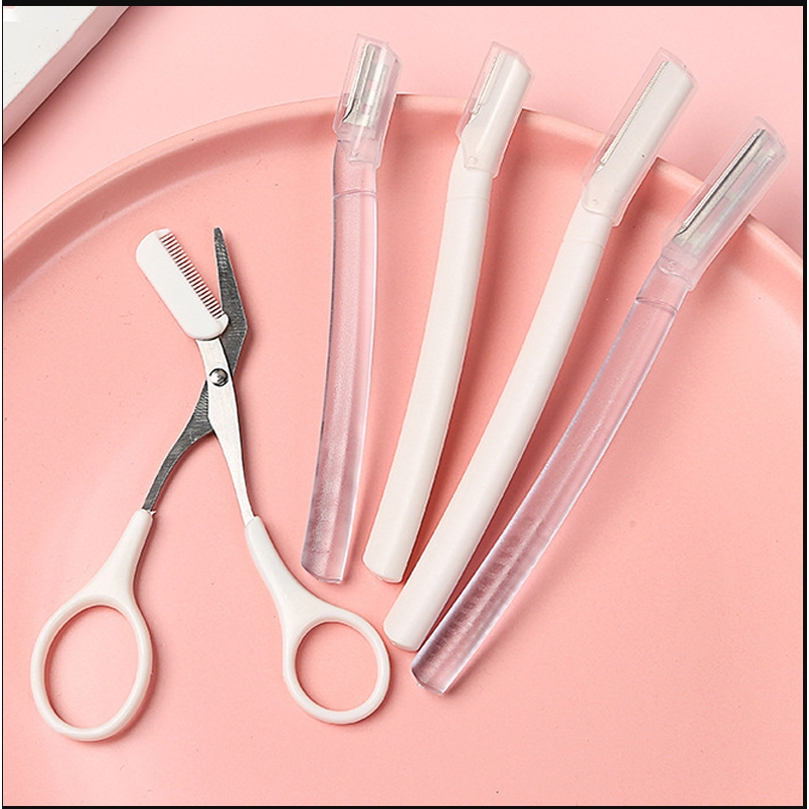 NOFU@Dao cạo lông mày màu trắng trong suốt an toàn dành cho người mới bắt đầu