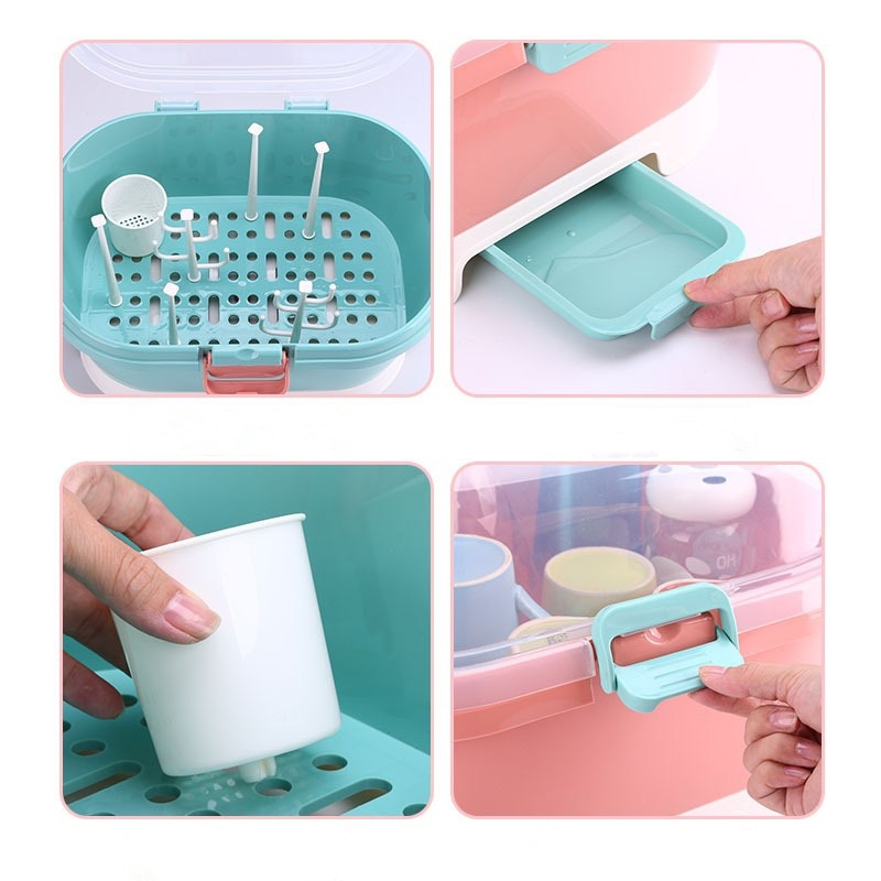 Giá úp bình sữa có nắp đậy và lỗ thoáng khí Jupin hiệu 9BABY mẫu mới