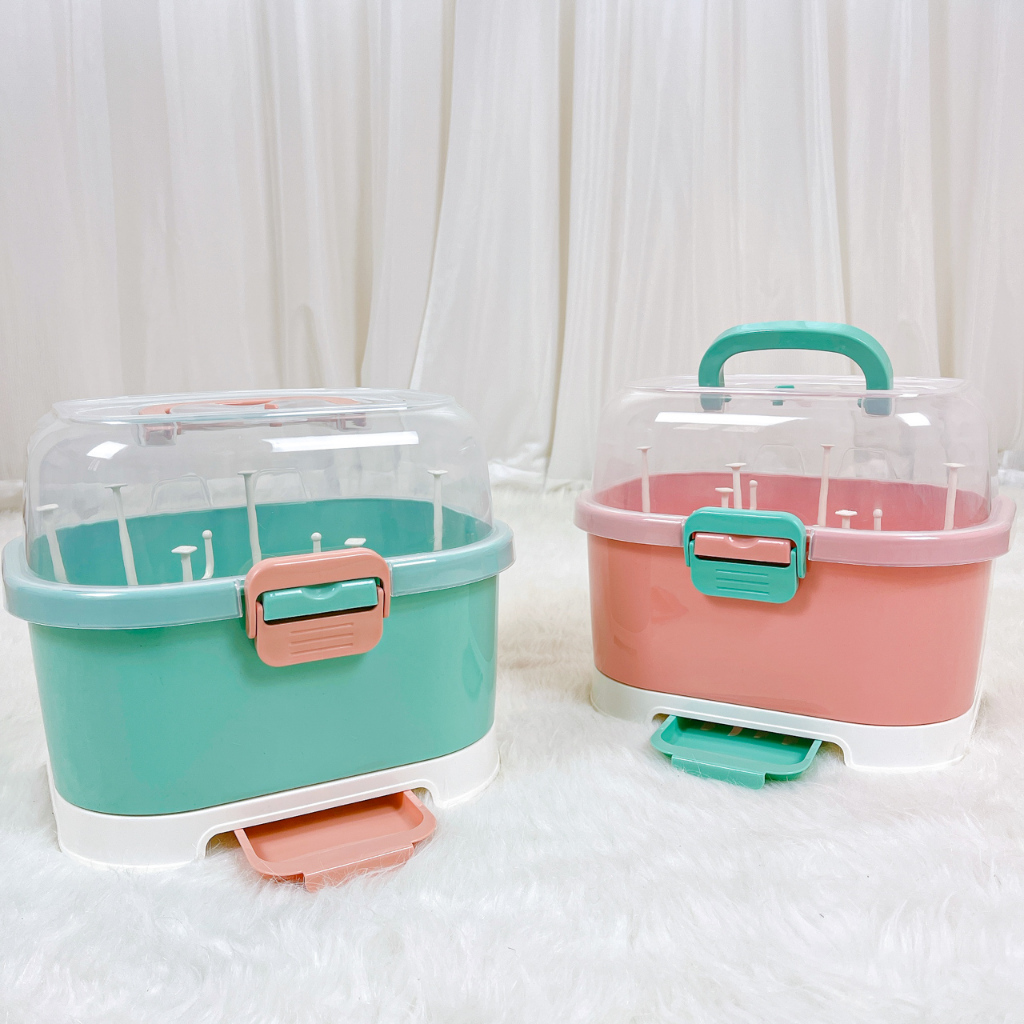 Giá úp bình sữa có nắp đậy và lỗ thoáng khí Jupin hiệu 9BABY mẫu mới