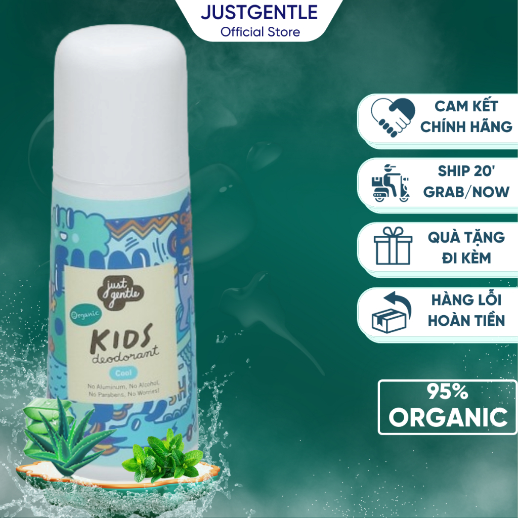 Lăn Khử Mùi hương the mát cho trẻ em hữu cơ thảo dược JustGentle