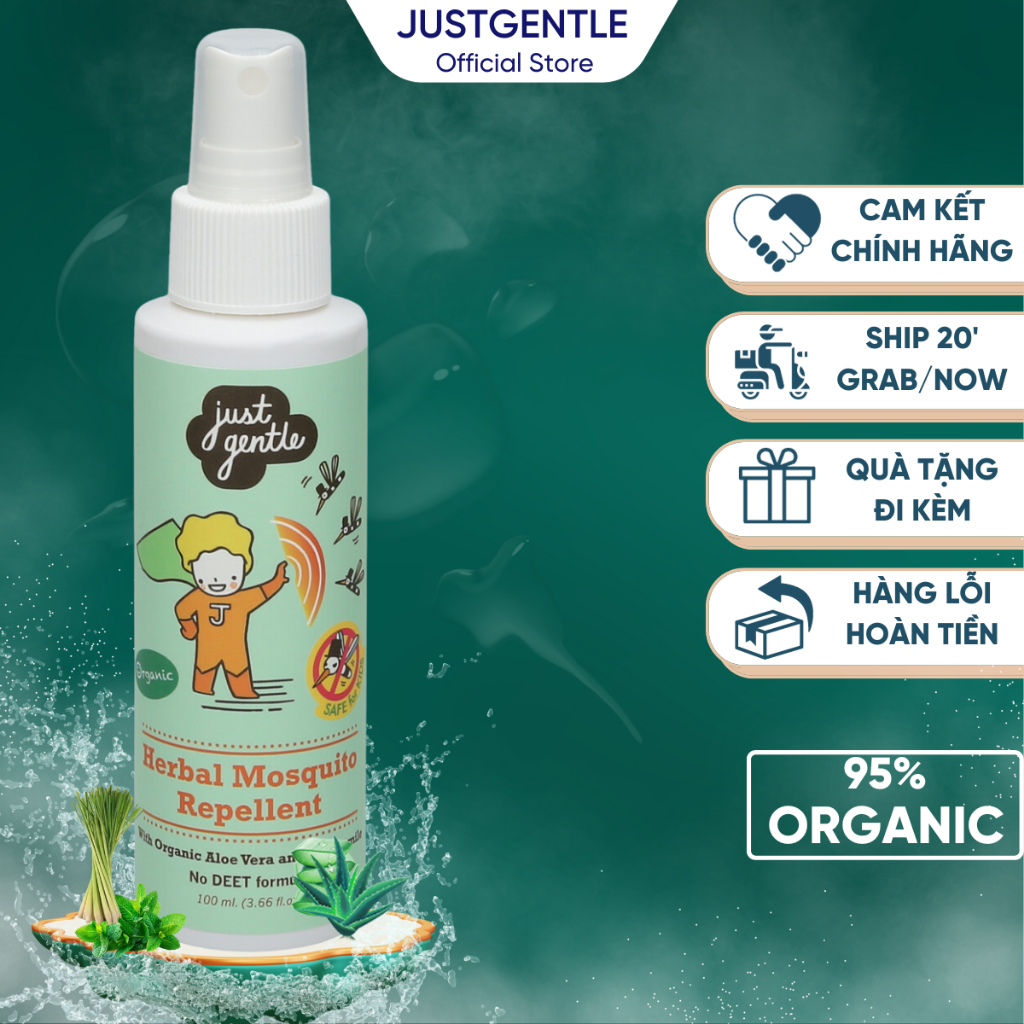 Xịt Chống Muỗi Cắn Cho Trẻ Em Thảo Dược Hữu Cơ JustGentle