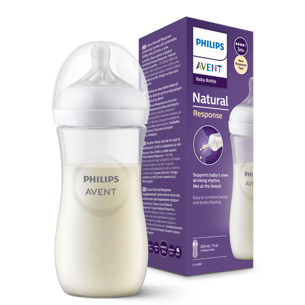 Philips Avent Bình sữa mô phỏng tự nhiên 330ml mới (núm ty phản ứng tự nhiên) SCY906/01