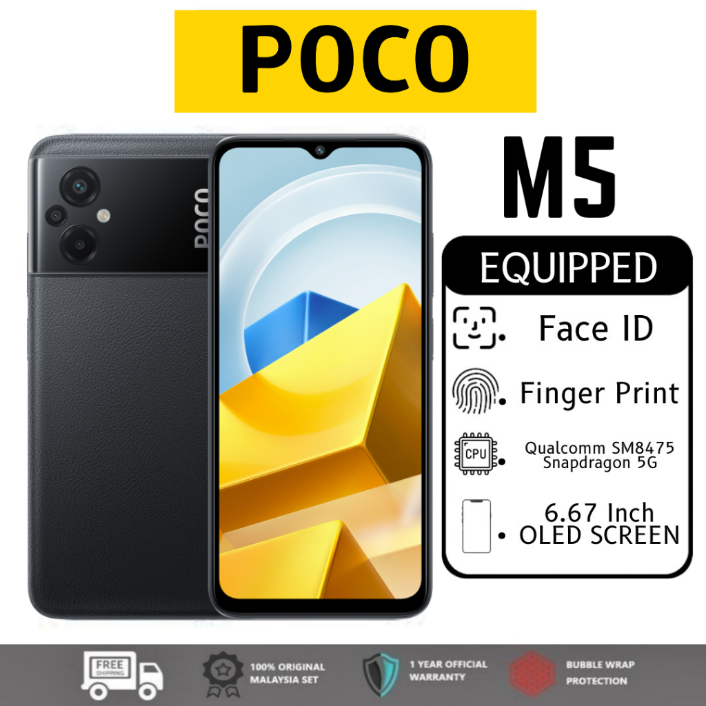 Xiaomi Poco M5 5G 512GB ROM + 12GB RAM Có chức năng Facelock 6.5 MÀN HÌNH IPS LCD * Điện thoại thông minh nhập khẩu mới
