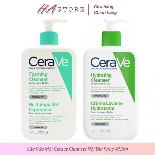 Sữa rửa mặt CERAVE cho da dầu da mụn và nhạy cảm 473ml