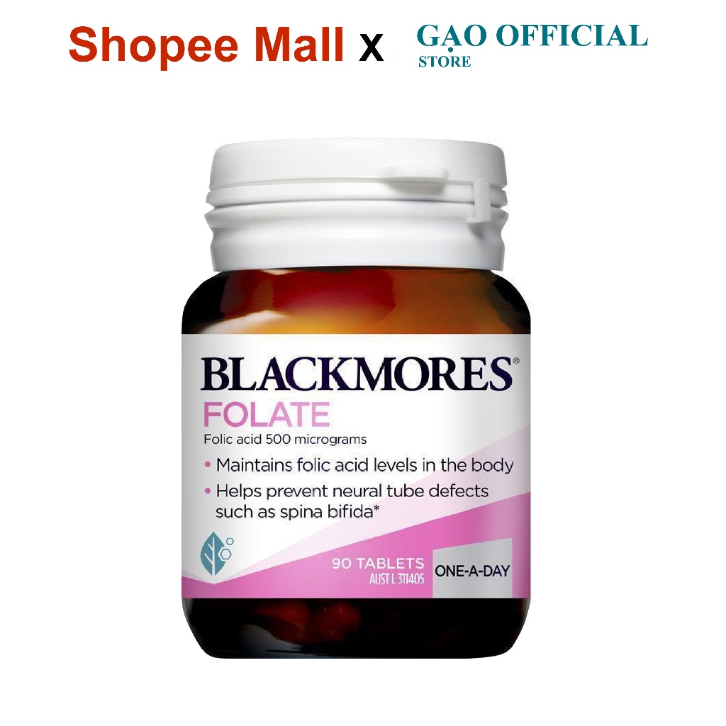 Viên Uống Bổ Sung Axit Folic cho bà bầu Blackmores Folate 90 viên của Úc, hỗ trợ sức khỏe bà bầu