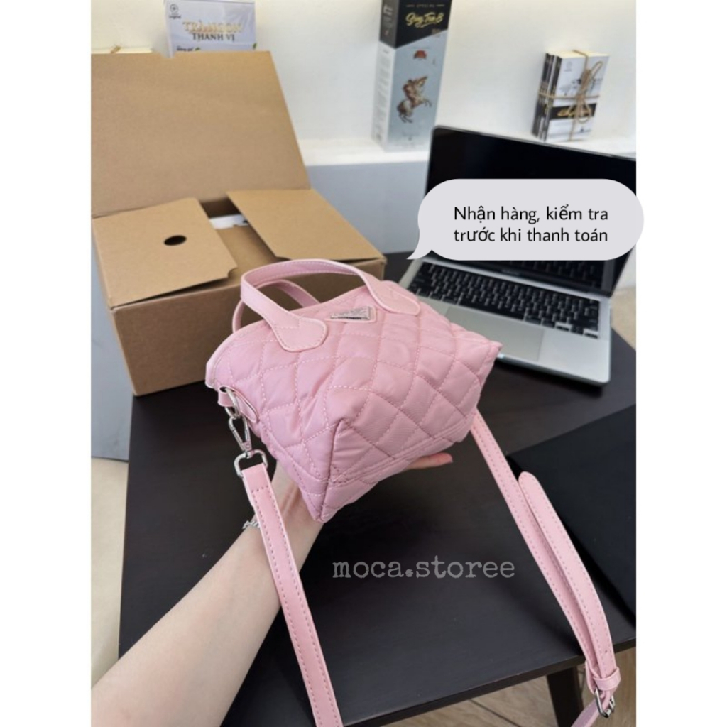 Túi xách nữ PRA.DA chần trám hàng đẹp size 19cm dễ phối đồ - có kèm dây đeo chéo