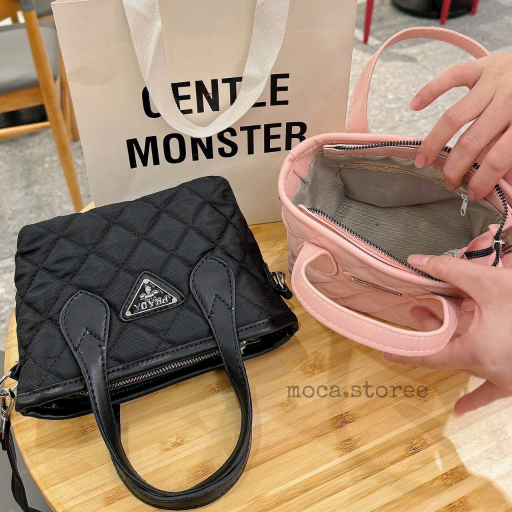 Túi xách nữ PRA.DA chần trám hàng đẹp size 19cm dễ phối đồ - có kèm dây đeo chéo