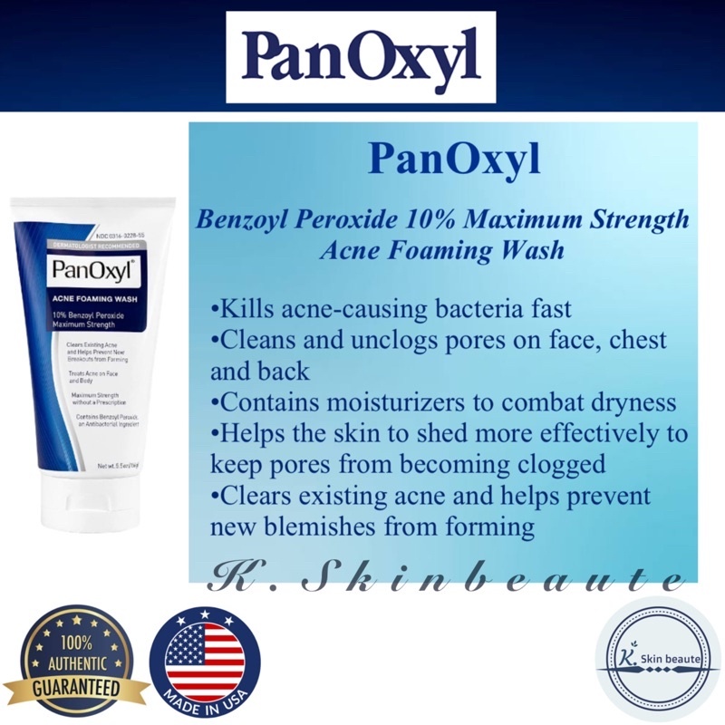 Sữa rửa mặt giảm mụn Panoxyl Creamy Acne Wash 4% - Foaming Acne Wash 10% Benzoyl Peroxide