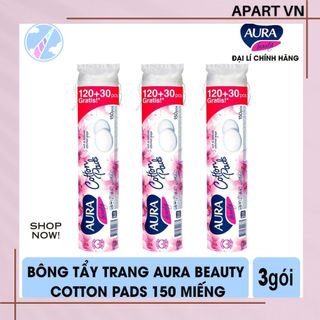 Combo 3 Bông tẩy trang Aura 150 miếng