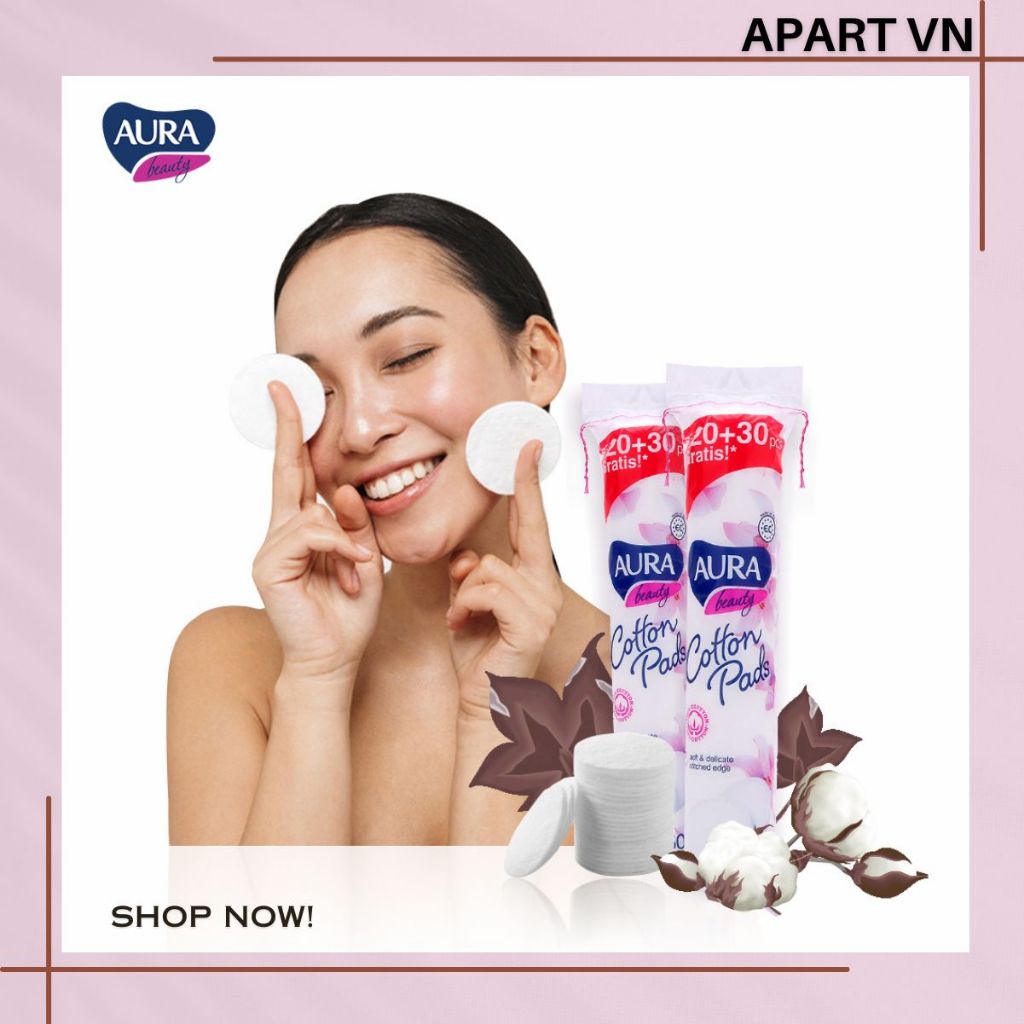 Bông tẩy trang Aura Beauty 150 miếng Chính Hãng EU