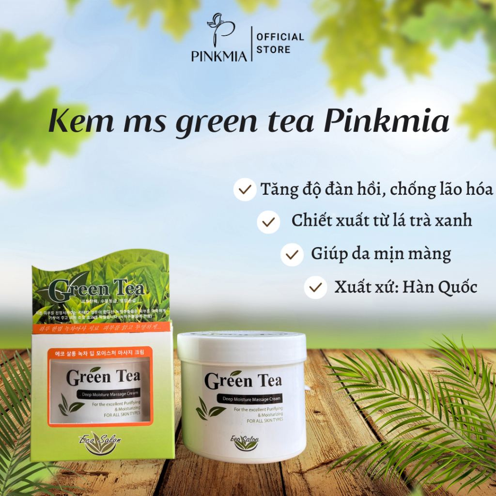 Kem massage Trà Xanh Green Tea Pinkmia - Hàng Chuẩn Có Vỏ Hộp Đầy Đủ