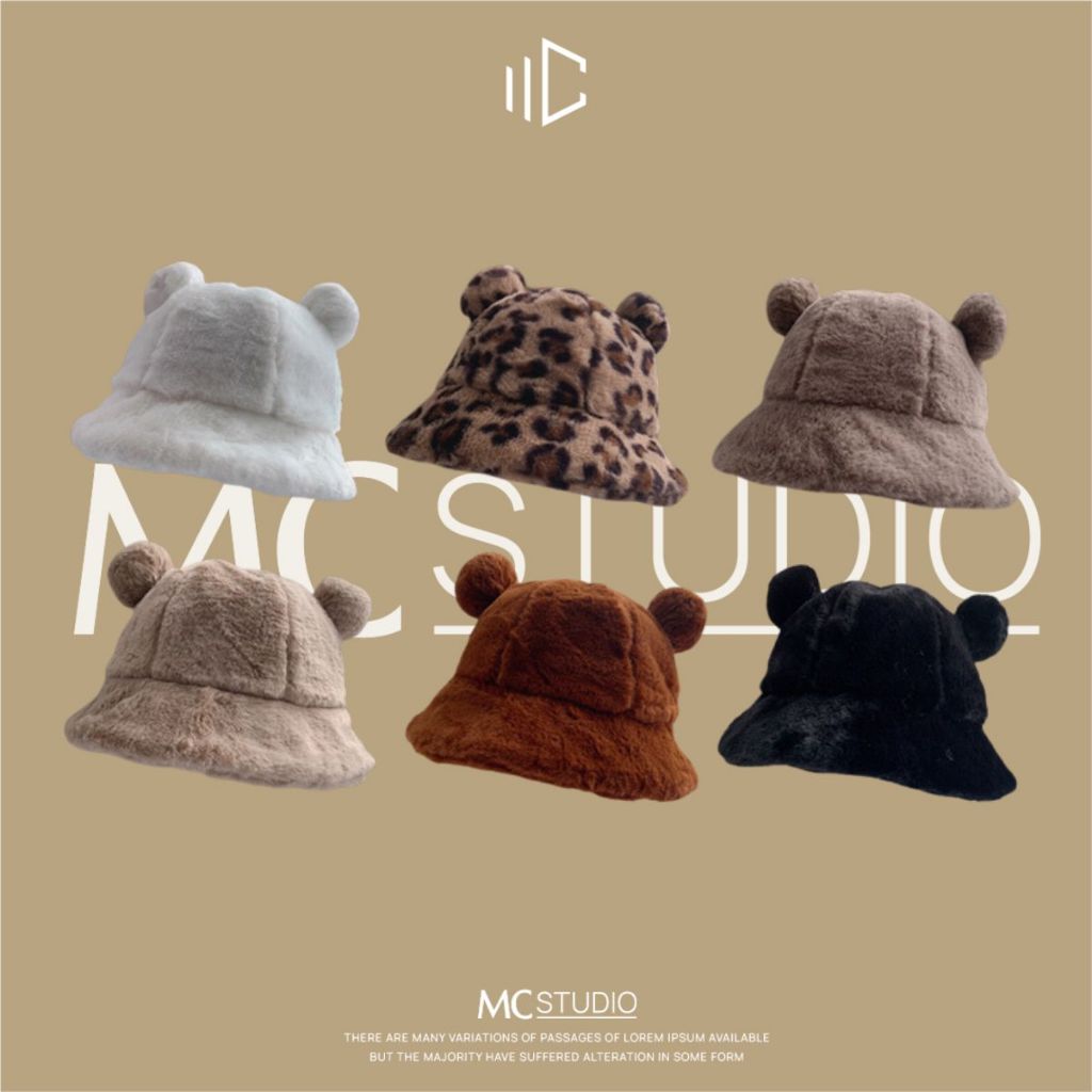 Mũ Len Tai Gấu Tròn JML25 MC STUDIO Chất Len Bông Dày Mịn Ấm Áp Nhiều Màu Đẹp Bên TRong Lót Nỉ Có Dây Rút Thu Nhỏ