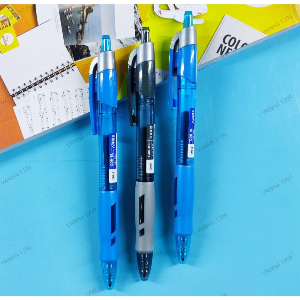 DELI - [03 cây] G08 Gel Pen ARRIS bút bi nước mực xanh, đen 0.5mm.