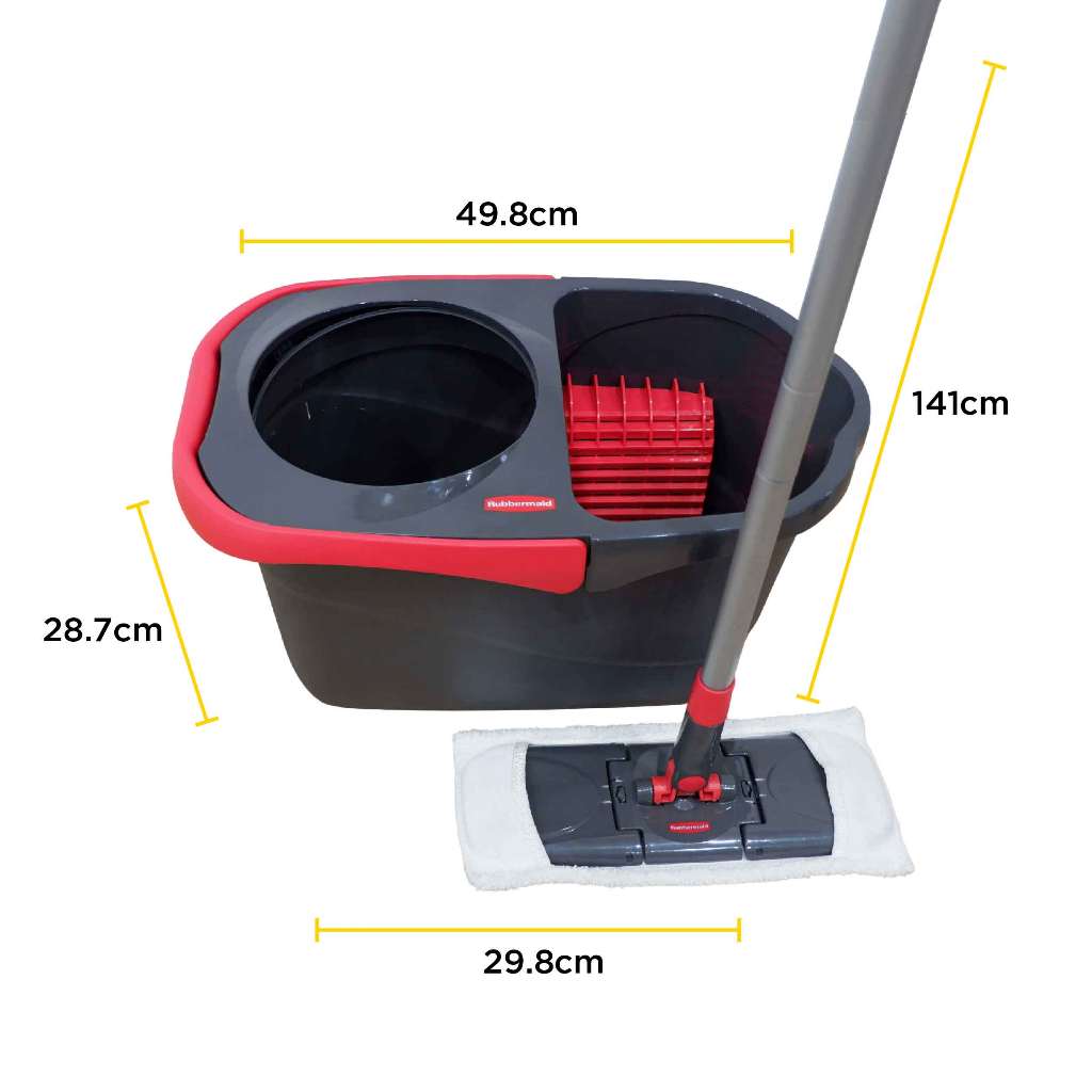 Cây lau nhà tự vắt RubbermaidHome xoay 360 độ thông minh kèm thùng siêu bền có gờ gạt bụi tiện lợi | SAOVIETCO | 2104526