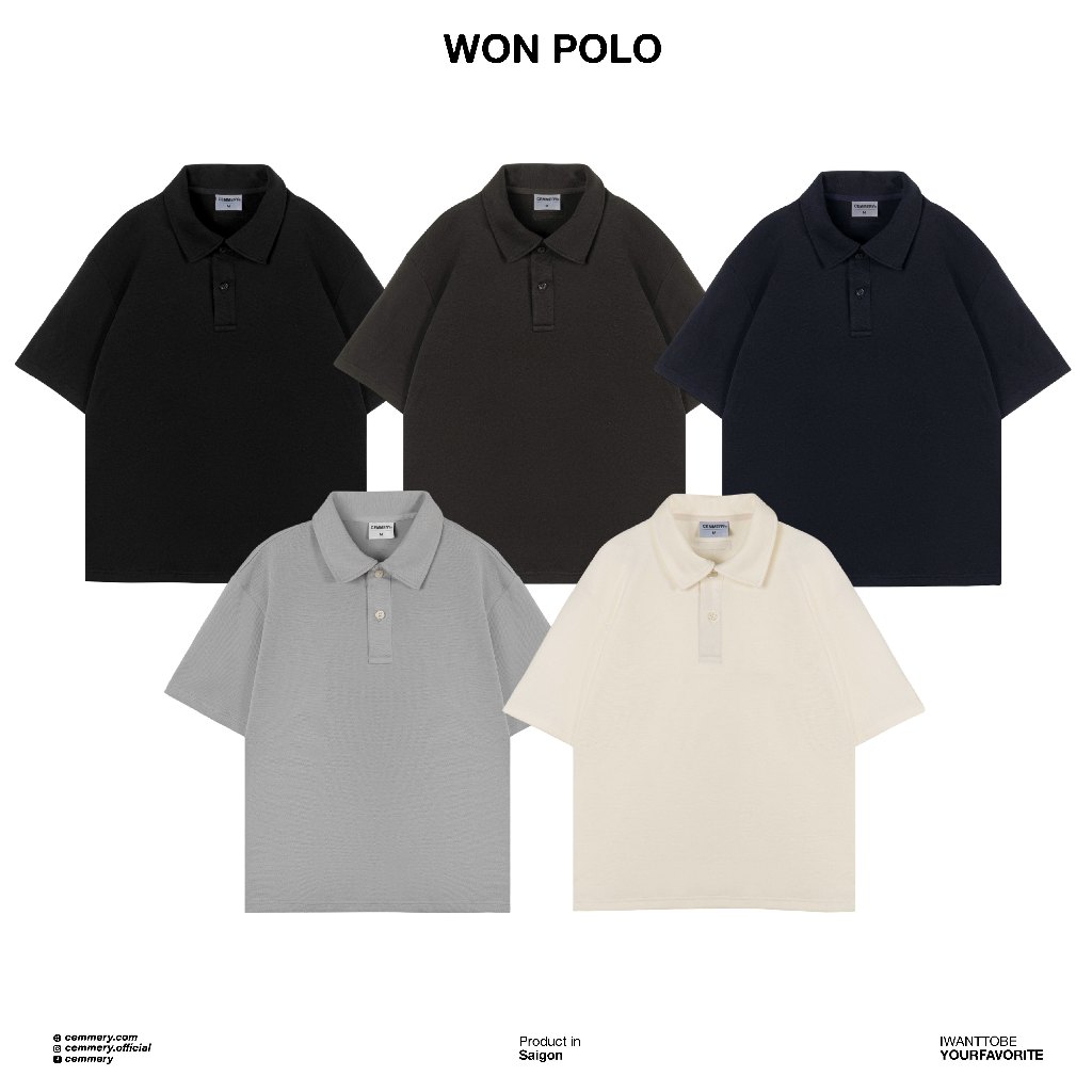 Áo Polo LocalBrand Cemmery định lượng 330GSM WON POLO 5 Màu, áo polo unisex nam nữ cotton