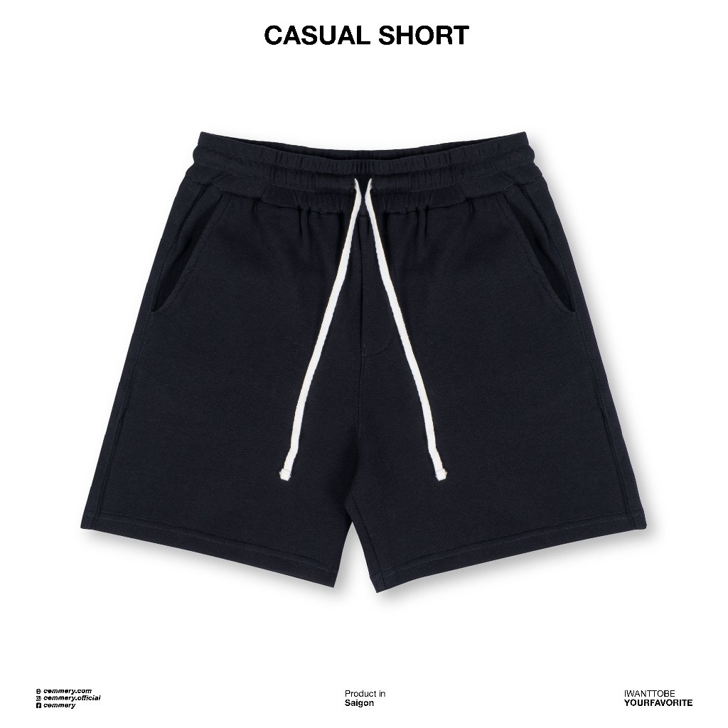 Quần short LocalBrand Cemmery đinh lượng 330GSM, CASUAL SHORT 5 Màu, quần thun short nỉ unisex cotton 330gsm