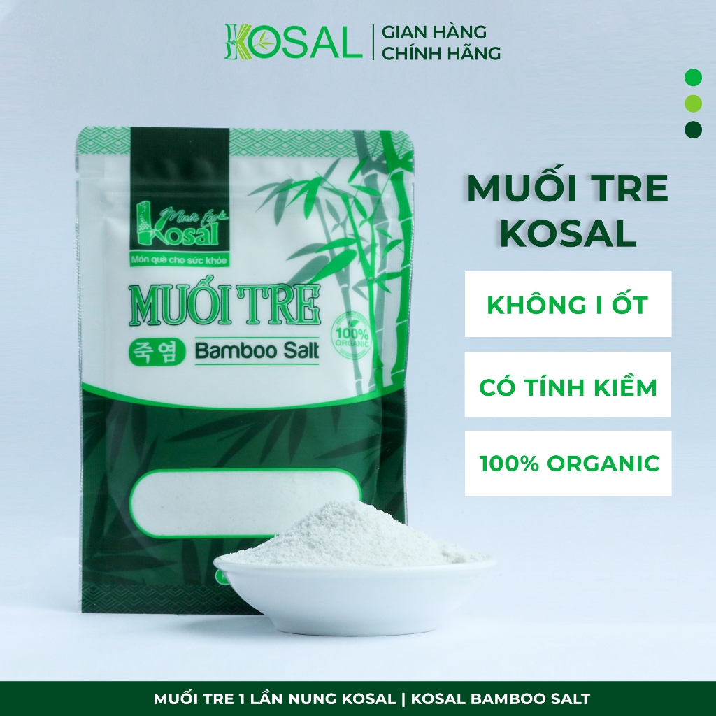 Muối Tre 1 Lần Nung Kosal, Muối Không I Ốt, Không Độc Tố, Có Tính Kiềm, Tốt Cho Dạ Dày và Người Ăn Chay - Túi 175gr