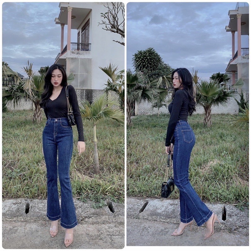 Quần jean ống loe Hot Girl lưng cao tôn dáng 3 màu