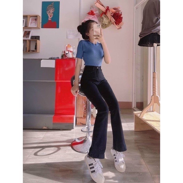 Quần jean ống loe Hot Girl lưng cao tôn dáng 3 màu