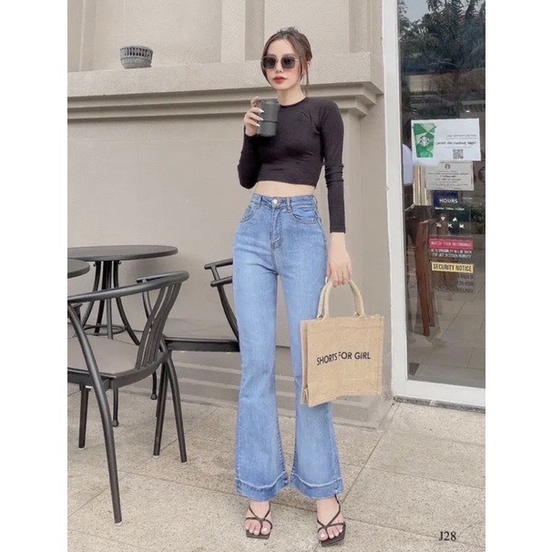 Quần jean ống loe Hot Girl lưng cao tôn dáng 3 màu