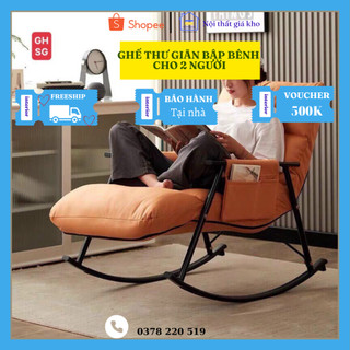 Ghế thư giãn bập bênh có 5 chế độ điều chỉnh- ghế lười bập bênh có ngăn đựng sách báo