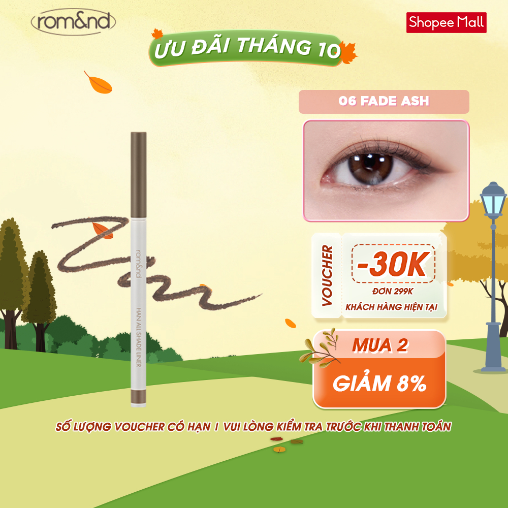 [Rom&nd] Chì kẻ mắt sắc nét, lâu trôi Hàn Quốc Romand Han All Shade Liner 0.09g