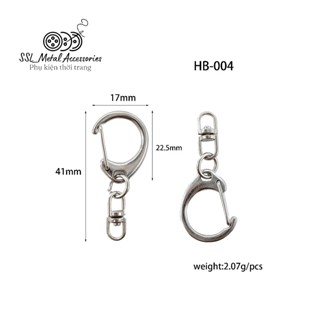 (25 cái) Móc khóa kim loại ngắn,khoen móc chữ D màu bạc dùng để móc chìa khóa,..... HB-004,#ssl_accessories