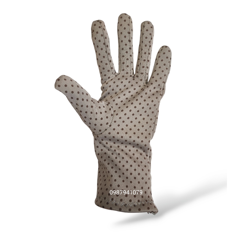 Găng tay chống nắng, bao tay nữ họa tiết chấm bi nhiều màu, 2 lớp vải thun lạnh dài 25cm
